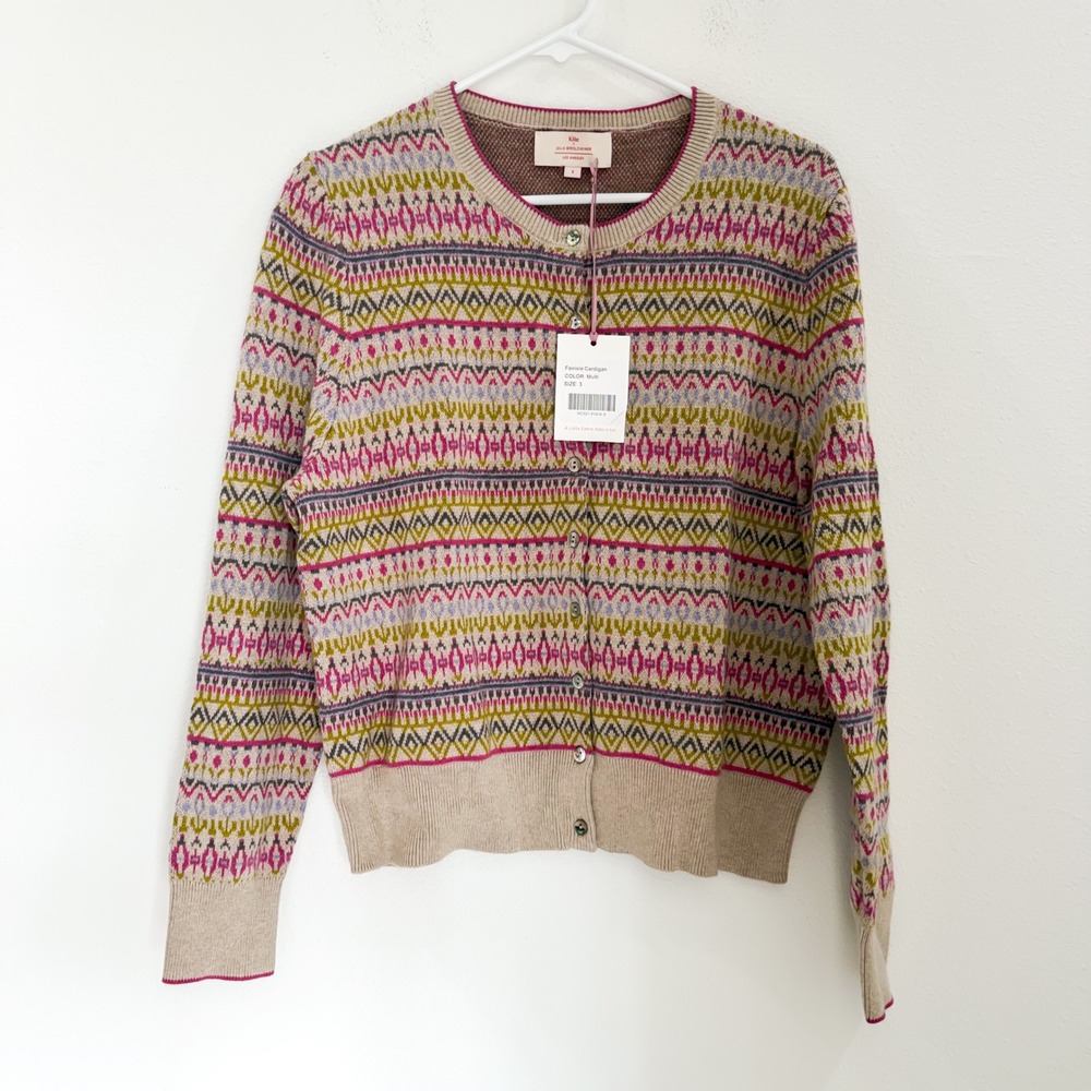NWT Kilte Collection Boho Fairisle Retro The Goldie Cardigan Sweater Top 3 L/XL - Picture 4 of 7